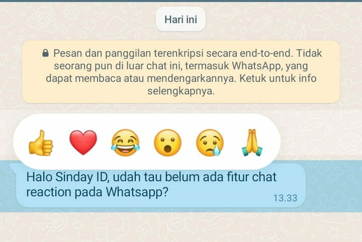 Fitur chat reaction whatsapp